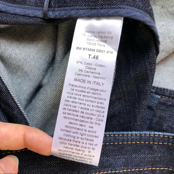 Lanvin Two Tone Curved Full Flare Denim Midi Skirt - Picture 10 of 10